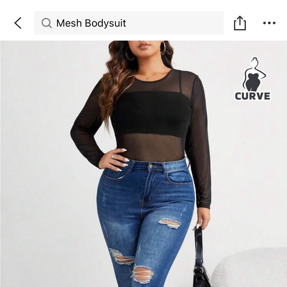 BRAND NEW SHEIN Privé Plus Size Trendy Tight See-through Bodysuit - Picture 5 of 6